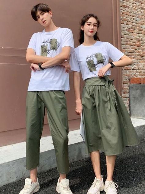 Korean Couple Outfits, Couple Outfits Matching, Couple Clothes, Couple Matching Outfits, Mix Match Outfits, Style Couple, Couple Set, Couple Dress, Cute Couple Outfits