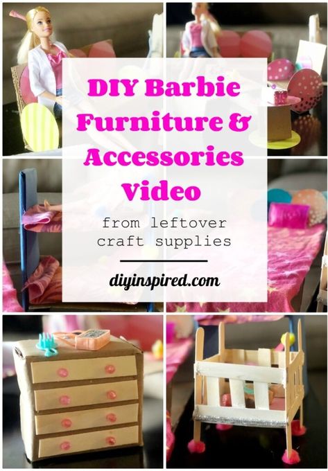 DIY Barbie Doll Furniture and Accessories Barbie Furniture Diy, Barbie Doll Furniture, Diy Barbie Furniture Easy, Barbie Hacks, Troom Troom, Ikea Craft Room, Ikea Crafts, Diy Barbie House, Hacks For Kids