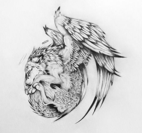 Wolf And Angel Tattoo, Wolf Angel Tattoo, Owl Wolf Tattoo Design, Artistic Wolf Tattoo, Celestial Wolf Tattoo, Mystic Wolf Tattoo, Animal Sleeve, Wolf Tattoos Men, Aesthetic Artwork