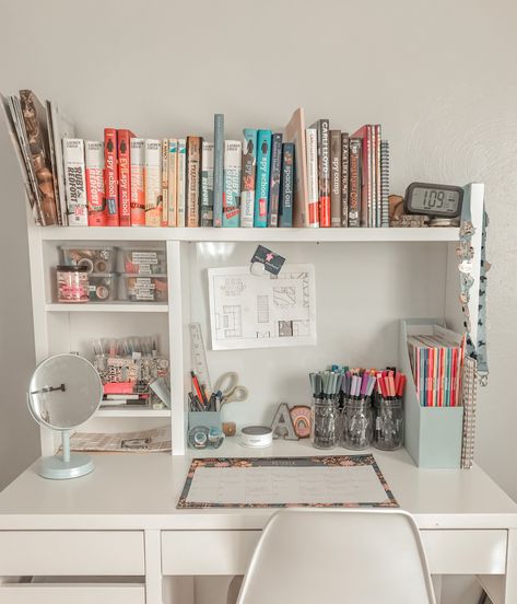 colorful desk ideas for teenage girl ikea micke desk Ikea Micke Desk, Ikea Micke, Micke Desk, Desk Organisation, Study Table Designs, Colorful Desk, Desk Organization Diy, Study Desk Decor, Bilik Idaman