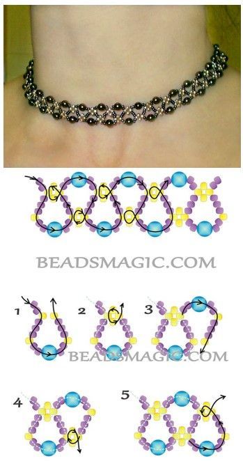 Friendship Bracelet Tutorial, Diy Necklace Patterns, Beads Magic, Crochet Bracelet Pattern, Seed Bead Jewelry Patterns, Gelang Manik-manik, Beads Craft Jewelry, Beaded Necklace Patterns, Step By Step Crochet