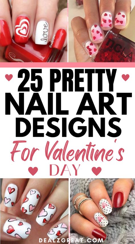 25 Gorgeous Valentine's Day Nail Art Ideas That You'll Fall In Love Valentines Nail Art Designs, Valentine Nail Art, February Nails, Nail Designs Valentines, Pretty Nail Art Designs, Pretty Nail Art, Festival Nails, Nails 2024, Gel Nail Designs