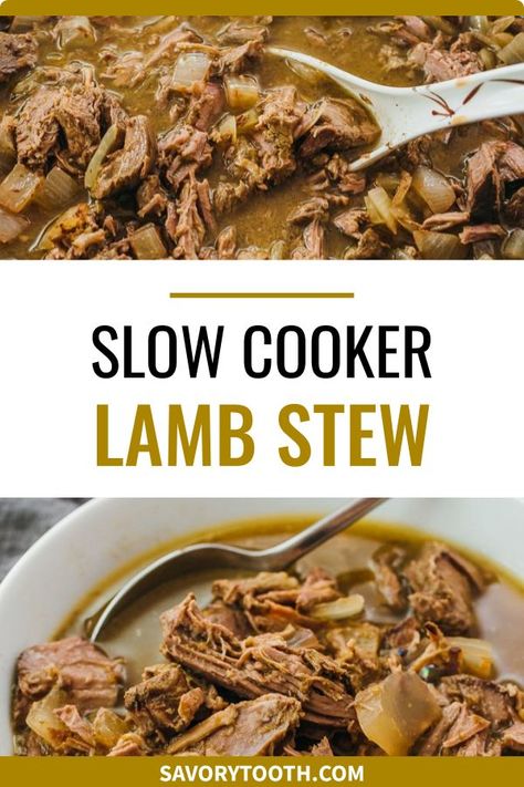 This is an easy and healthy lamb stew that can be made in a crockpot or other slow cooker, with tender shredded meat and onions cooked with a flavorful garlic cilantro sauce. This makes 10 servings, perfect for leftovers to enjoy during the week. Great for keto, low carb, and paleo diets. Use leg of lamb or shoulder cuts. Crockpot Lamb, Cilantro Garlic Sauce, Stew Crockpot, Lamb Stew Recipes, Soup Recipes Vegetarian, Healthy Recipes Crockpot, Spicy Stew, Slow Cooker Lamb, Low Carb Slow Cooker