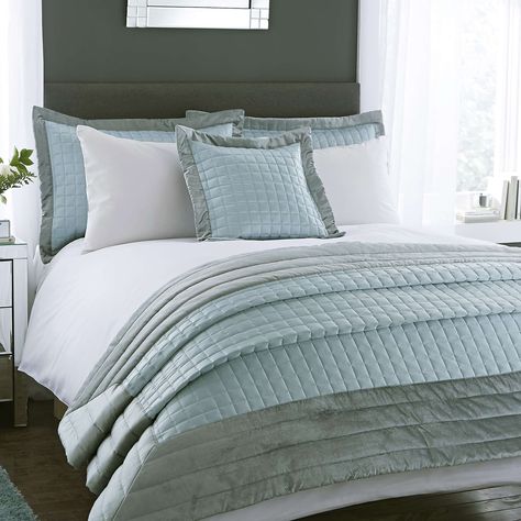 Kensington Duck Egg Bedspread £90.00. Dunelm Duck Egg Bedroom, Duck Egg Bedding, Duck Egg Blue Bedroom, Bedroom Ideas Blue, Mens Bedding Sets, Blue Bedspread, Black Bed Linen, Country Bedding, Grey Linen Bedding