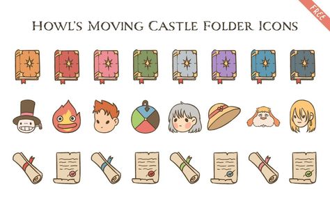 Howl's Moving Castle Folder Icons Icons For Notion, Aesthetic Folder, Mac Icons, Free Notion Templates, Emote Ideas, Digital Workspace, Notion Ideas, Widget Iphone, Wallpaper Organizer