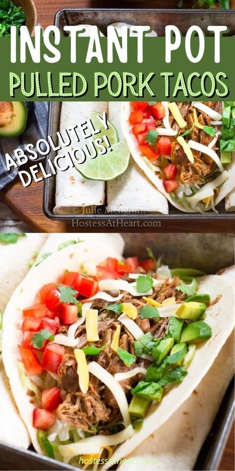 Pork Tenderloin Tacos, Pulled Pork Tacos Recipe, Shredded Pork Tacos, Instant Pot Pulled Pork, Pulled Pork Tacos, Electric Pressure Cooker Recipes, Pork Tacos, Meat Appetizers, Instant Pot Pork