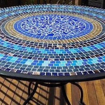 Mosaic Patio, Mosaic Patio Table, Mosaic Art Supplies, Mosaic Tile Table, Diy Patio Table, Mosaic Furniture, Mosaic Birdbath, Diy Table Top, Mosaic Tile Designs