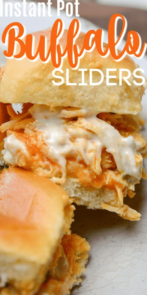 INSTANT POT BUFFALO CHICKEN SLIDERS #BuffaloSliders #Chicken #InstantPot #chickenWings Buffalo Sliders, Instant Pot Buffalo Chicken, Best Instapot Recipes, Instant Pot Freezer, Instant Pot Freezer Meals, Buffalo Chicken Sliders, Fun Dinner, Electric Pressure Cooker Recipes, Chicken Sliders