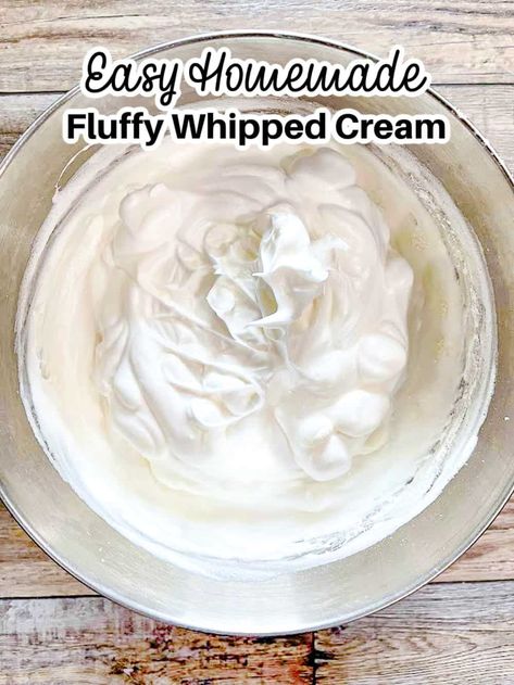 Homemade Whipped Frosting, Homemade Whipped Cream Easy, Easy Whipped Cream Recipe, Easy Homemade Whipped Cream, Whipped Icing Recipes, Frozen Banana Dessert, Homemade Cool Whip, Perfect Whipped Cream, Whipped Cream Icing