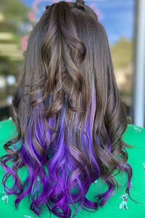 Refreshing Peekaboo Hair Ideas: Spice Up Your Color And Keep It Healthy At Once ★ Peekaboo Hairstyles, Blue Peekaboo Hair, Peekaboo Hair Ideas, Blue Peekaboo, Natural Long Hair, Funky Hair Colors, Peekaboo Hair Colors, Peekaboo Color, Hair Doo