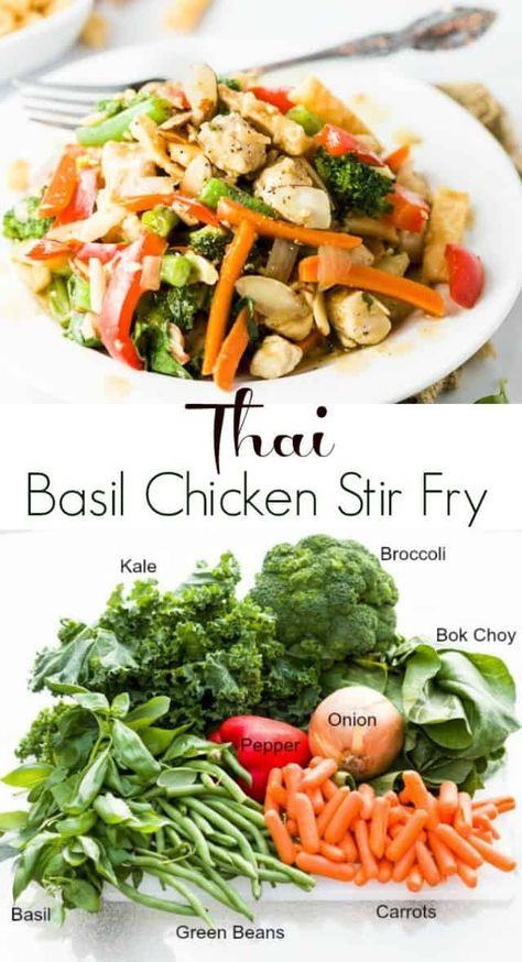 Kale Stir Fry, The Cozy Cook, Cozy Cook, Thai Basil Chicken, Fried Broccoli, Chinese Vegetables, Chicken Healthy, Basil Chicken, Thai Basil