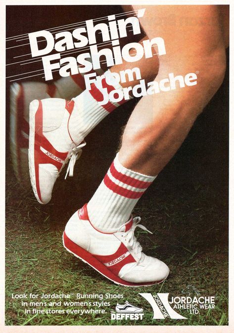 Jordache 1982 vintage sneaker ad @ The Deffest Spec Ads, Sneaker Ads, 80s Sneakers, Retro Socks, 90s Sneakers, Athletic Wear Fashion, Vintage Socks, Shoes Ads, Retro Sports