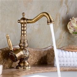 Antique Brass Bathroom Faucet, Antique Brass Bathroom, Brass Bathroom Faucets, Brass Kitchen Faucet, Basin Sink Bathroom, Single Handle Bathroom Faucet, Brass Kitchen, Brass Bathroom, Brass Faucet