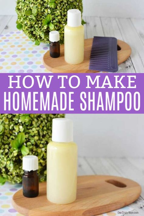 This DIY Shampoo is so easy to make and the lavender will leave your hair smelling amazing. Try this all natural shampoo that works great for hair growth and for oily hair. This is the best DIY shampoo recipe! #onecrazymom #DIYShampoo Natural Shampoo Recipes, Natural Shampoo Diy, Homemade Shampoo Recipes, How To Make Shampoo, All Natural Shampoo, Shampoo Diy, Diy Shampoo Recipe, Cheap Shampoo, Diy Conditioner