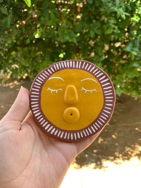 Insence Tray Clay, Clay Incense Holder Face, Sun Incense Holder, Clay Crafts Incense Holder, Air Clay Incense Holder, Incense Holder Air Dry Clay, Air Dry Clay Insence Holder, Incense Clay Holder, Ceramics Incense Holder