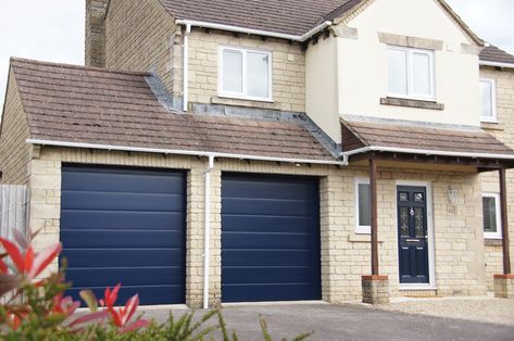 Sectional Garage Door-Steel Blue RAL 5011 Blue Garage Door, House Color Schemes Interior, Blue Garage, Front Door Plants, Sliding Glass Door Window, Garage Door Paint, Automatic Garage Door, Half Bathroom Remodel, Sectional Garage Doors