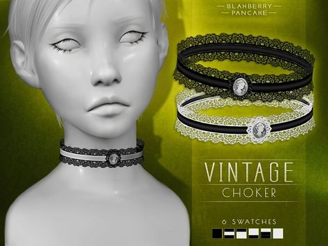 Vintage Choker - The Sims 4 Download - SimsFinds.com Blahberry Pancake, Sims 4 Cc Goth, Sims Accessories, Cc Accessories, Sims 4 Cas Mods, Victorian Accessories, Cc Clothes, Goth Accessories, Free Sims