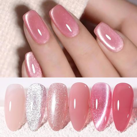 Amazon.com: BORN PRETTY Ice Jelly Pink Gel Nail Polish Ice Jelly Transparent Gel Polish Sheer Glitter Nude Pink Natural Gel Polish Set Nail Art Varnish Manicure 6PCS : Beauty & Personal Care Jelly Gel Nails, Glitter Rosa, Pink Gel, Transparent Nails, Nail Candy, Jelly Nails, Eye Gel, Nude Pink, Semi Permanent