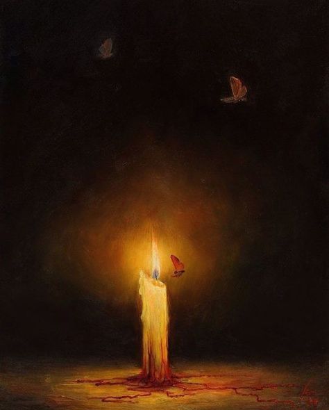 Candle Painting Art, Candle Art Painting, Mariusz Lewandowski, Meaningful Paintings, Candle In The Dark, Image Spiderman, Dark Paintings, Candle Art, Painting Inspo