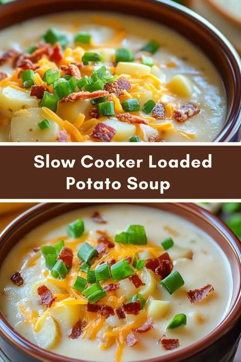 This recipe is great to have on its own or with a sandwich Potato Soup Slow Cooker, Soup Slow Cooker, Loaded Potato Soup, Loaded Potato, Food Coma, Creamy Potato, Busy Day, Potato Soup, Hearty Meals