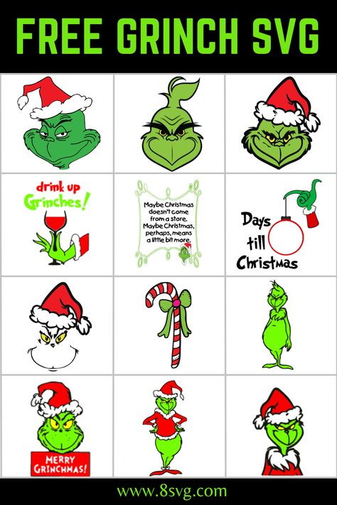 Grinch Christmas Signs Diy, Grinch Face Printable, Grinch Traceable, Grinch Digital Paper, Grinch Arabesque Ornaments, Grinch Free Svg File, Grinch Christmas Countdown Svg, Grinch Hand With Ornament Svg, Grinch Heat Transfer