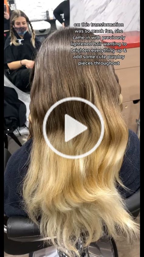 THE HAIR GODDESS (@nyc.hairgoddess) has created a short video on TikTok with music My Wave. | i’m obsessed with this look 😩✨🤍 #fyp #foryou #blonde #balayage #hairtransformation #hairgoals #beauty #hairstyles #purplehair #hair #viral#haircolor | cc: this transformation was so much fun, she came in with previously lightened hair wanting to brighten everything up & add some cute purpley pieces throughout | cc: i did a full head of balayage while leaving out the ends because they were already lif Hair Transformation Videos, Transformation Videos, Lightened Hair, Beauty Hairstyles, How To Lighten Hair, Goddess Hairstyles, Blonde Balayage, Hair Transformation, Purple Hair