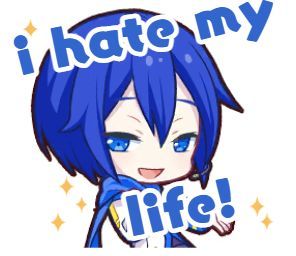 Chibi Kaito, Kaito Shion, Gay Sticker, Vocaloid Kaito, Vocaloid Funny, Vocaloid Characters, Me Too Meme, I Have No Friends, Hatsune Miku