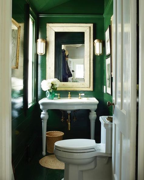 Alfredo Paredes Studio on Instagram: "duck boot green. #alfredoparedesstudio #design #bathroom #shelterisland #home #interiordesign #bathroomdesign #greeninteriors #farrowandball #inspo #stpatricksday" Masculine Room, Home Green, Shelter Island, Island House, Bathroom Inspo, Green Interiors, Scandinavian Interior, Duck Boots, Mid Century Furniture