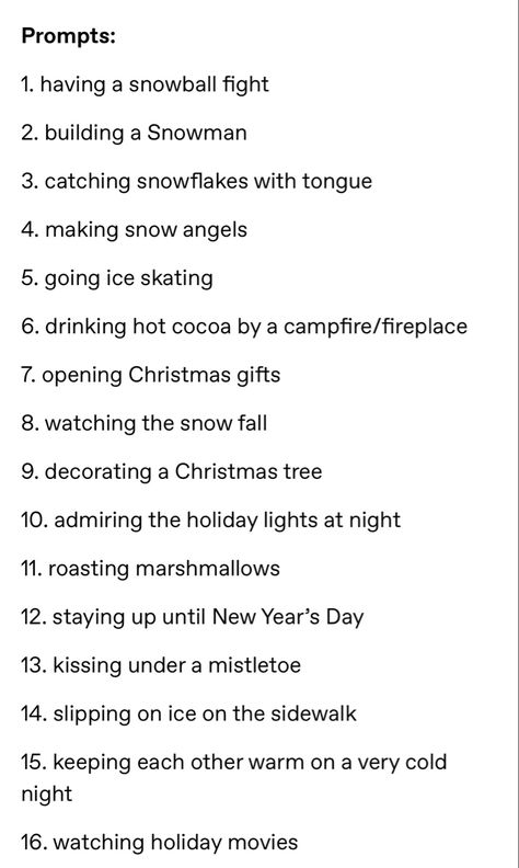 Christmas Romance Writing Prompts, Writing Prompts Christmas, Christmas Prompts Writing, Christmas Story Prompts, Winter Prompts, Christmas Prompts, Romance Prompts, October Writing Prompts, Holiday Writing Prompts