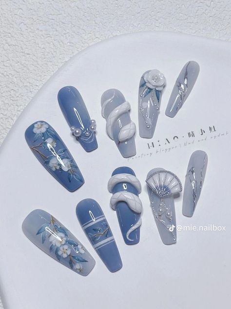 3d Nail Designs Acrylics, Chinese Nails Designs, Xiaohongshu Nails, Nails Chinese, Nails Douyin, Chinese Nails, Douyin Nails, Best Nail Designs, Jade Nails