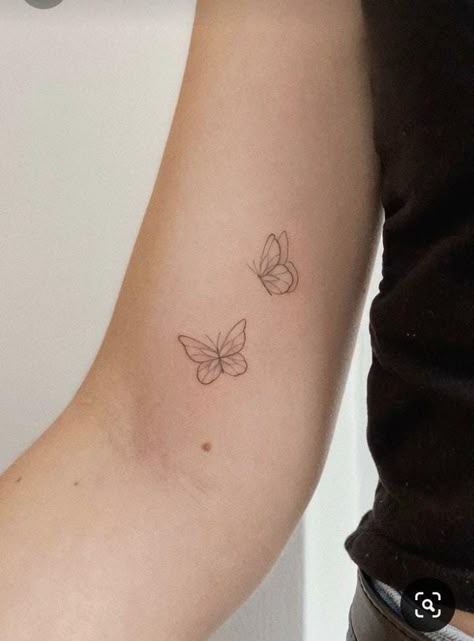 Minimalist Hand Tattoo, Minimal Tattoo Designs, Minimal Tattoo Ideas, Inner Arm Tattoos, Tiny Tattoos For Women, Hand Tattoo Ideas, Two Butterflies, Tattoo Spots, Small Girly Tattoos