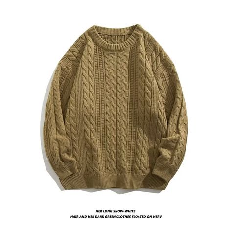 GAR BETHE Korean High Quality Fashion Leisure Men Knitting Sweater Plain Oversized Crew Neck Sweater Black-M Men Knitted Sweater, Men Knitting, Knitting Sweater, Free Scarf, Knit Sweaters, Yellow Sweater, Fashion App, Loose Sweater, Casual Sweaters