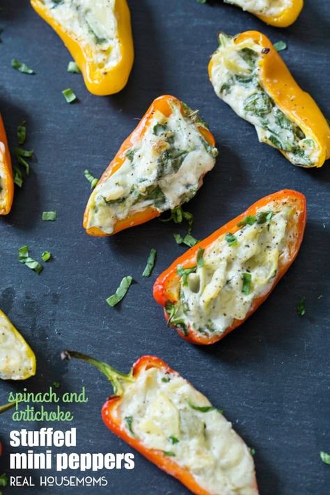 Appetizers Summer, Picnic Appetizers, Artichoke Stuffed, Picnic Potluck, Mini Peppers, Mini Sweet Peppers, Stuffed Mini Peppers, Summer Appetizer, Pot Luck