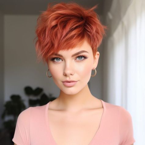 Unleash Bold Style: 50 Pixie Cuts for Thick Hair To Try In 2023 Shag Pixie, Thick Hair Pixie Cut, Pixie Cuts For Thick Hair, Red Pixie Haircut, Cuts For Thick Hair, Coral Hair, Red Pixie, Longer Pixie Haircut, Thick Hair Cuts