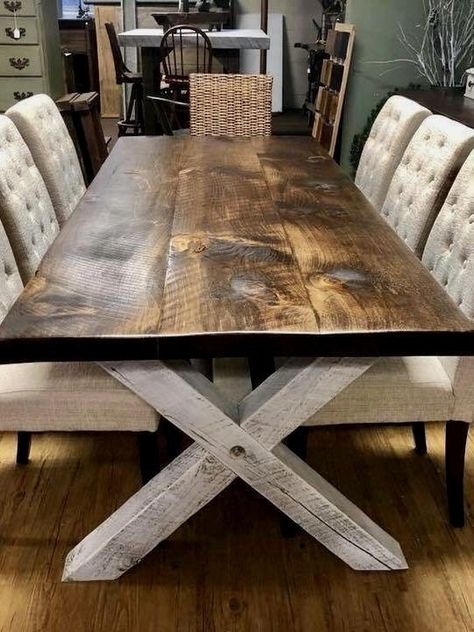 Farm Style Table, Kitchen Table Wood, Farmhouse Kitchen Tables, Diy Farmhouse Table, Farmhouse Dining Table, Farmhouse Style Kitchen, Farmhouse Furniture, Modern Farmhouse Kitchens, Farmhouse Dining Room