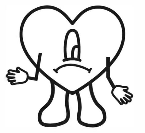 Pin en Stickers Heart Coloring Page, Bad Bunny Heart, Bunny Heart, Traditional Tattoo Designs, American Traditional Tattoo, American Traditional, Bad Bunny, Wrist Tattoos, Traditional Tattoo