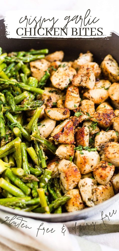 Whole 30 Asparagus, Whole 30 Asparagus Recipes, Healthy Chicken And Veggie Dinner, Healthy Meat And Veggie Meals, 54d Recipes, Healthy Chicken And Veggie Recipes, Healthy Chicken And Veggies, Chicken Asparagus Recipe, Crispy Garlic Chicken