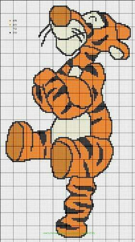 Goofy Cross Stitch Pattern, Tigger Cross Stitch Pattern Free, Tigger Cross Stitch, Disney Cross Stitch Patterns, Graph Crochet, Disney Cross Stitch, Cross Stitch Pictures, Pixel Pattern, Cross Stitch Patterns Christmas