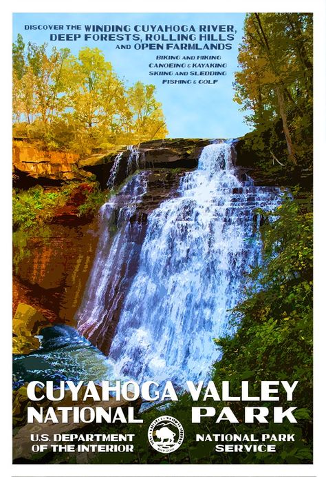 Cuyahoga Valley National Park Brandywine Falls, Cuyahoga Valley National Park, Bedroom Decorations, Study Photography, Free Canvas, American Travel, National Park Posters, Ad Art, Ansel Adams