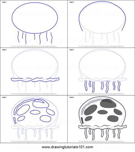 How to Draw Queen Jellyfish from SpongeBob SquarePants Printable Drawing Sheet by DrawingTutorials101.com Spongebob Jellyfish Drawing, The Crusty Crab Spongebob, How To Draw A Jellyfish Step By Step, Jellyfish From Spongebob, Trippy Spongebob, Spongebob Jellyfish, Spongebob Stuff, Spongebob Theme, Spongebob Drawings