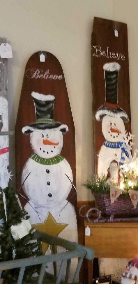 Painted Ironing Board, Wood Ironing Boards, Wooden Ironing Board, Porch Leaners, Christmas Signs Diy, Ironing Boards, Painted Boards, Ironing Board, Diy Signs