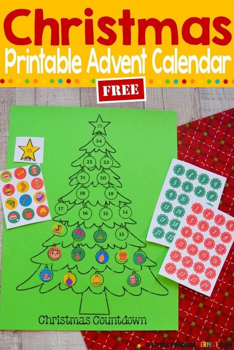 Classroom Countdown To Christmas, Diy Christmas Countdown Calendar For Kids, Advent For Preschoolers, Classroom Christmas Countdown, Christmas Tree Free Printable, Days Till Christmas Countdown, Printable Countdown Calendar, Christmas Countdown For Kids, Advent Activities For Kids