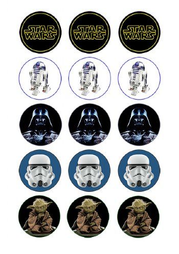 Edible Paper Flowers, Star Wars Cupcake Toppers, Disney Princess Cake Topper, Star Wars Printables, Star Wars Cupcakes, Star Wars Cookies, Edible Wafer Paper, Bottle Cap Jewelry, Disney Princess Cake