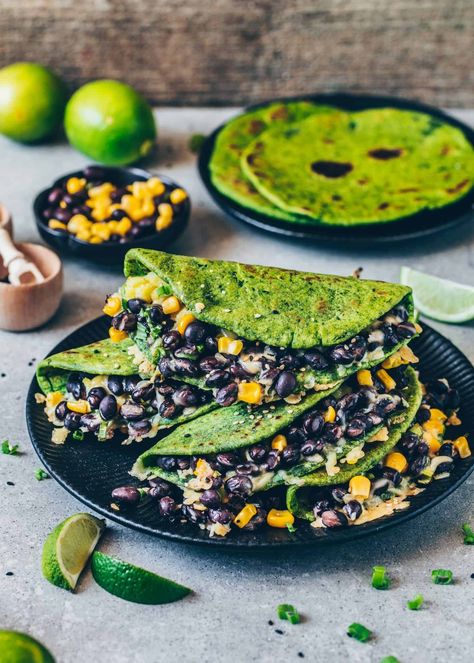 Spinach Tortillas, loaded quesadillas, tacos Healthy Flatbread Recipes, Mexican Flatbread, Vegan Tortillas, Spinach Tortillas, Recipe Using Tortillas, Healthy Flatbread, Tortillas Recipe, Spinach Tortilla, Spinach Wraps