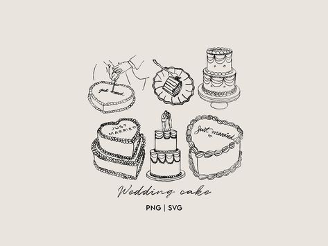 Wedding Cake Doodle, Vintage Cake Drawing, Cute Birthday Cake Drawing, Cake Illustration Design, Wedding Cake Drawing, Wedding Cake Illustration, Fancy Icons, Wedding Cake Illustrations, Birthday Cake Drawing