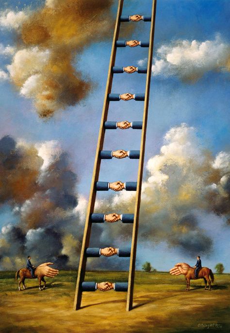 Rafal Olbinski, Polish Poster, Magic Realism, Hur Man Målar, Rene Magritte, A Ladder, Surrealism Painting, Wassily Kandinsky, Surreal Art