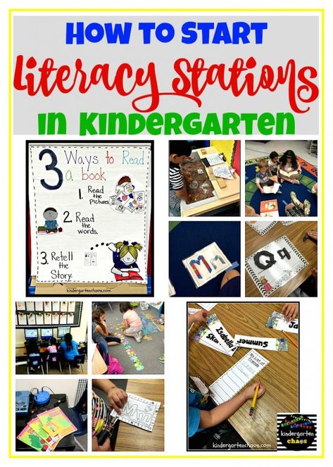 Kindergarten Center Rotation, Kindergarten Stations, Literacy Work Stations, Kindergarten Anchor Charts, Beginning Of Kindergarten, Reading Stations, Literacy Centers Kindergarten, Writing Station, Kindergarten Language Arts