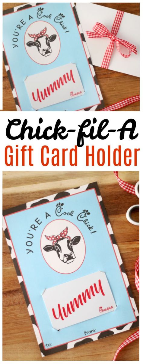 This printable Chick-fil-A gift card holder is as adorable as it is functional! Perfect for giving to a cool chick in your life. Chick Fil A Gift Card Printable Free, Chic Fil A Gift Card Ideas, Chick Fil A Gift Card Ideas, Teacher Apperication, Gift Card Presentation, Teacher Morale, Staff Morale, Card Gifts, Teacher Appreciation Printables