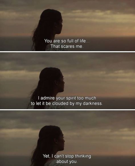 "You are so full of life ... that scares me" -The Light Between Oceans (2016) The In Between Movie Quote, Your Beauty Never Ever Scared Me, The Light Between Oceans, Cinema Quotes, Movie Dialogues, Movies Quotes Scene, Movie Lines, Film Quotes, Tv Show Quotes