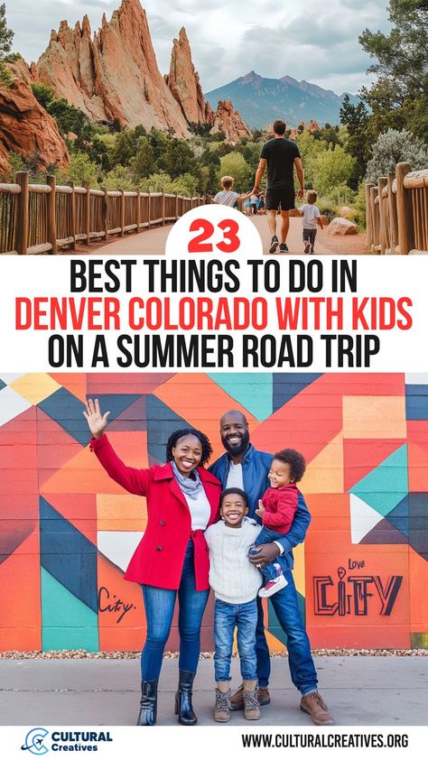 Family enjoying outdoor adventures at Garden of the Gods and exploring colorful murals, representing 23 Best Things to Do in Denver Colorado with Kids on a Summer Road Trip for a memorable vacation. Denver Colorado With Kids, Colorado With Kids, Denver Activities, Things To Do In Denver, Playful Parenting, Kids Travel Activities, Trip Activities, Denver Zoo, Denver Travel